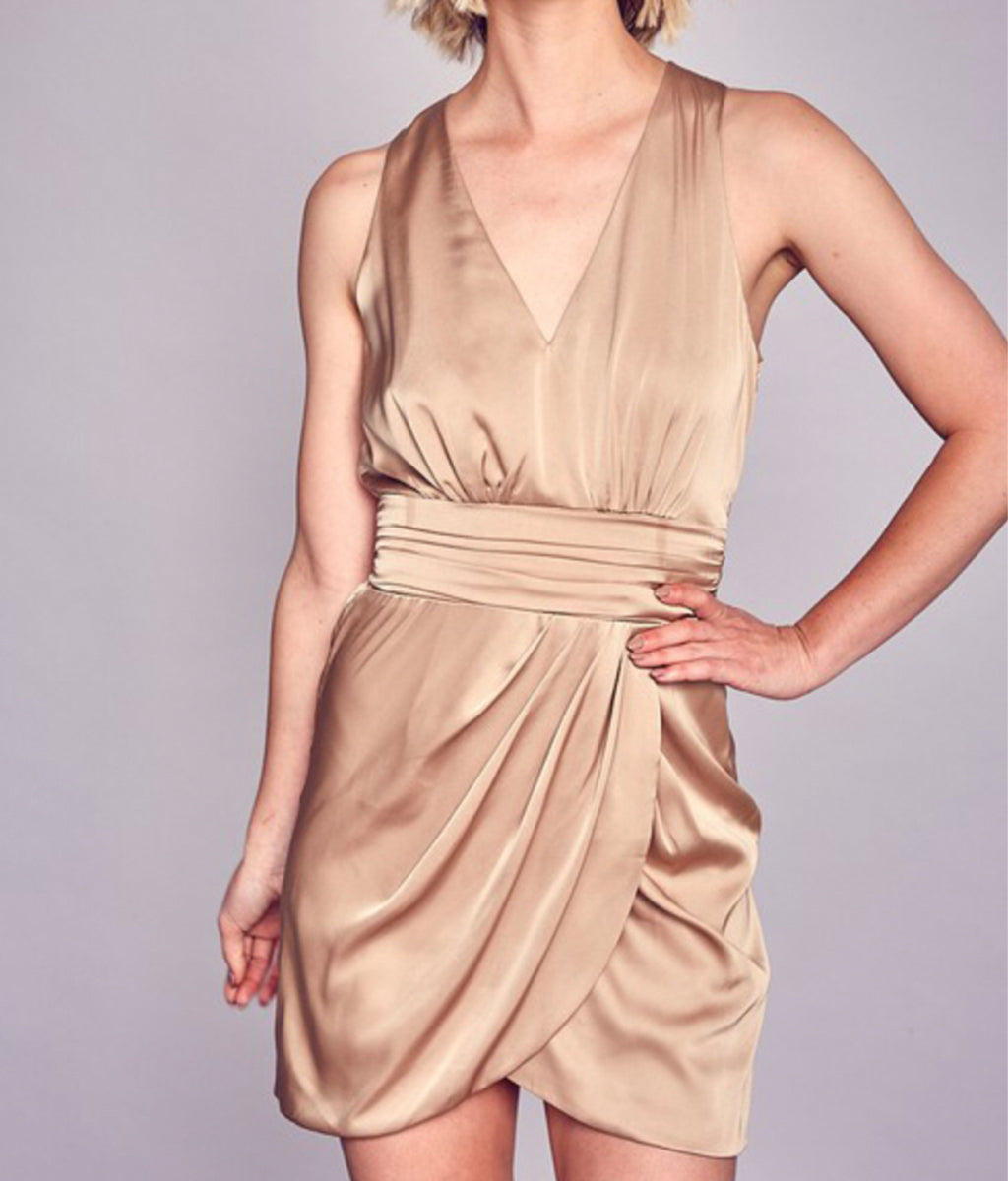 Beige Satin Dress