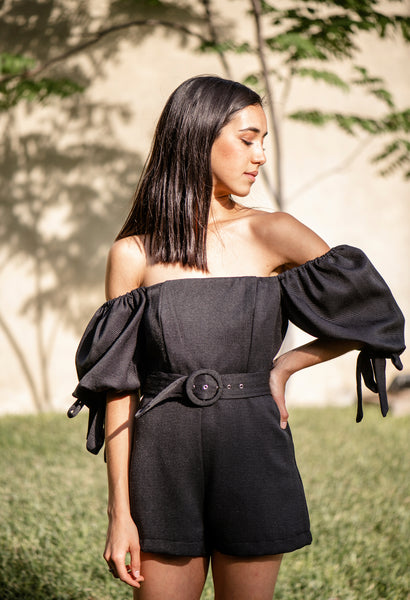 Black Off Shoulder Romper