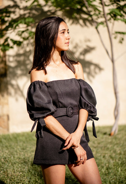Black Off Shoulder Romper