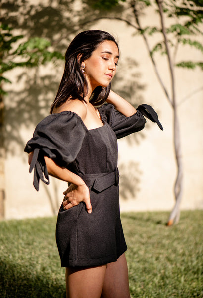 Black Off Shoulder Romper